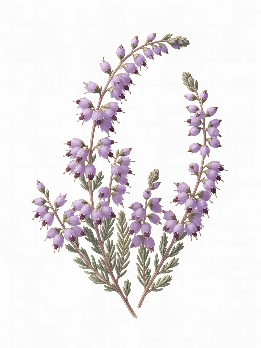植物イラスト — Botanical heather illustration